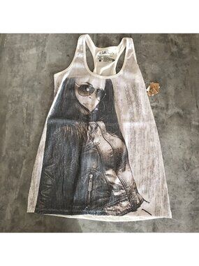 Y2K LOL Vintage Top Juniors X-Large Sequins Graphic Cream Mcbling Western Grunge